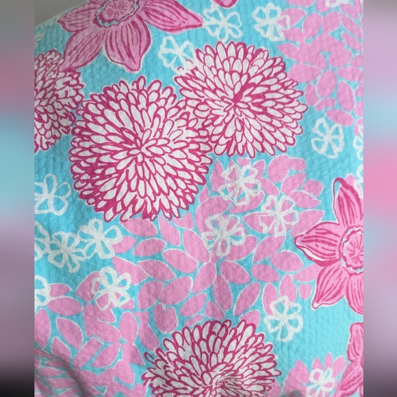 Vintage Lilly Pulitzer Floral Sleeveless Midi Dress With Zipper Pink Blue White - Picture 9 of 10